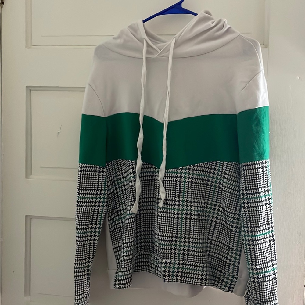 green and white sweater